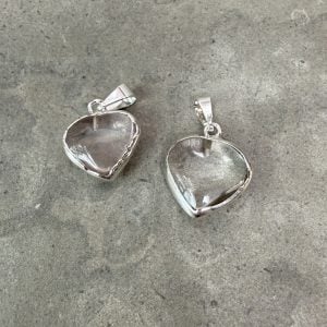 Bergkristall, hjärta hänge silver