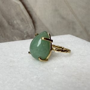 Grön Aventurin, justerbar ring guld