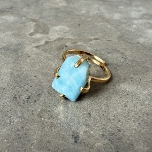 Larimar, justerbar ring guld (B)