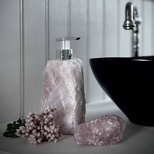 Rosenkvarts, tvålpump silver