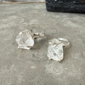 Bergkristall, justerbar ring, silver
