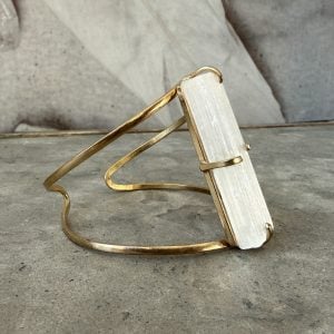 Selenit, justerbart armband guld