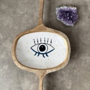 Skål/bricka i mangoträ med målat Oculus, small