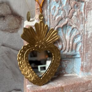 Väggdekoration med spegel, Hjärta i guld