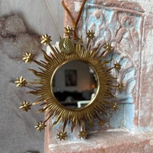 Väggdekoration med spegel, Celestial crown i guld
