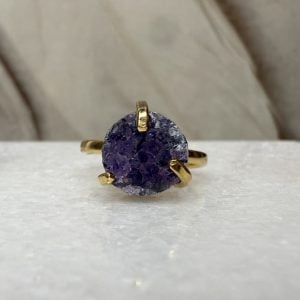 Ametist, justerbar ring guld (B)