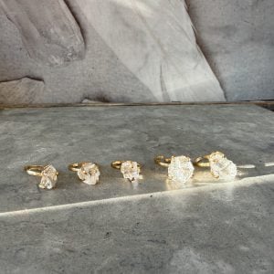 Bergkristall, justerbar ring, guld