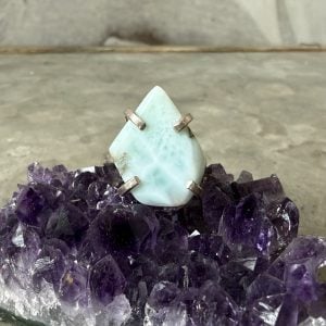 Larimar, justerbar ring silver (D)