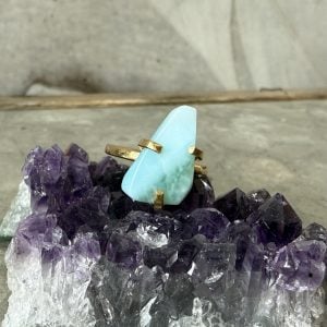 Larimar, justerbar ring guld (C)