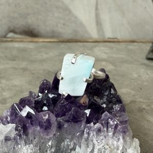 Larimar, justerbar ring silver (E)