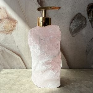 Rosenkvarts, tvålpump guld (A)