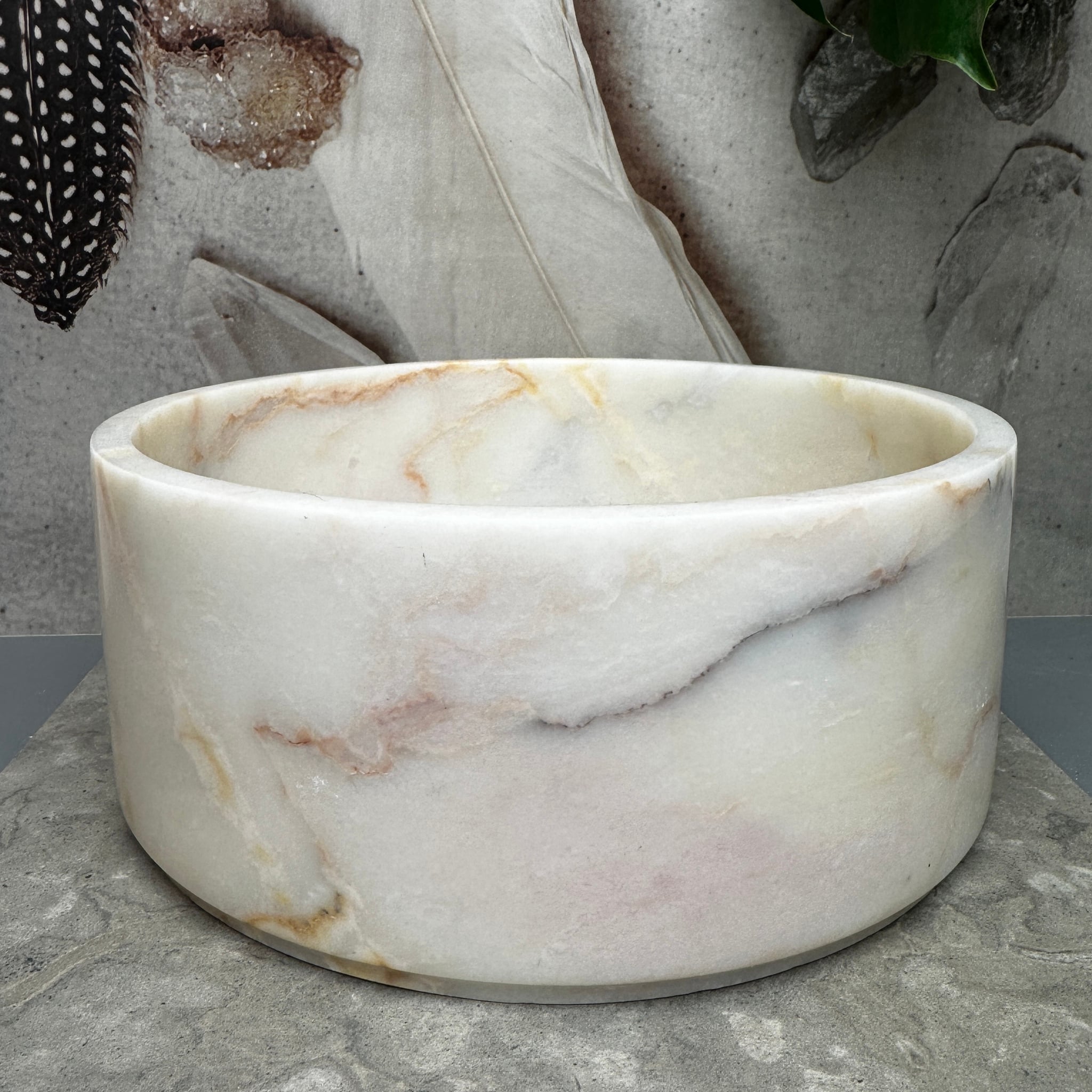 Skål i rosa marmor, 24 cm (A)